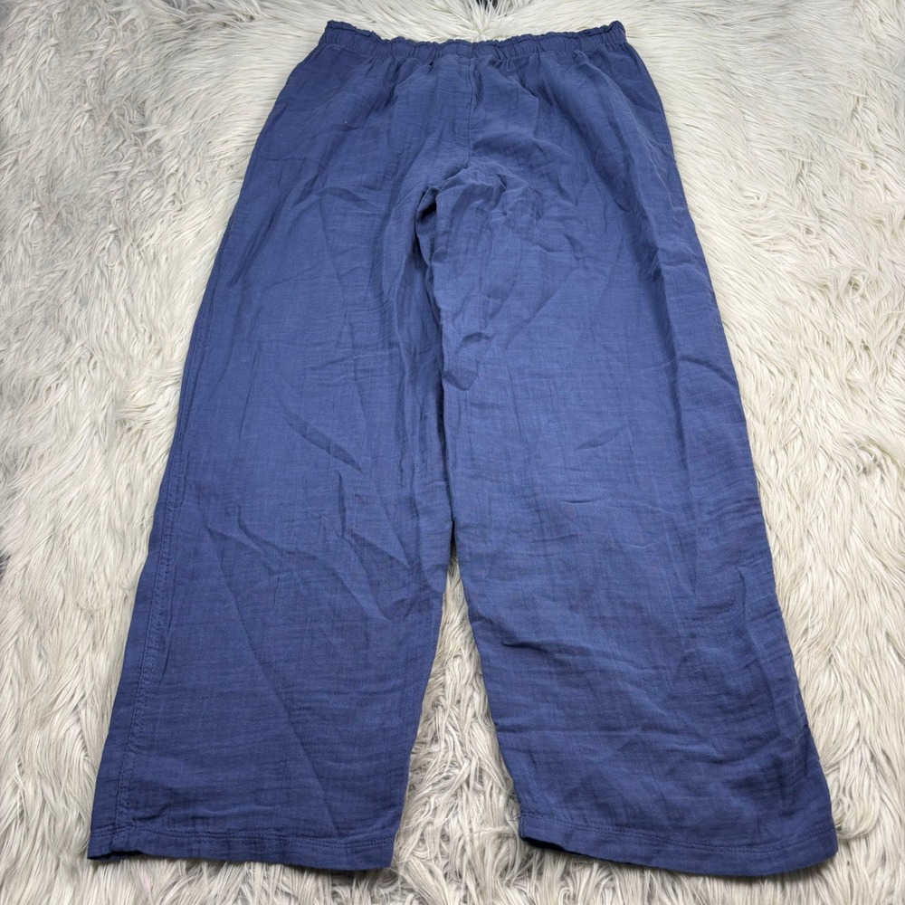 Coldwater Creek Women's M Blue Gauze Cotton Pull On Wide Leg Pants Resort Beach - Picture 6 of 7